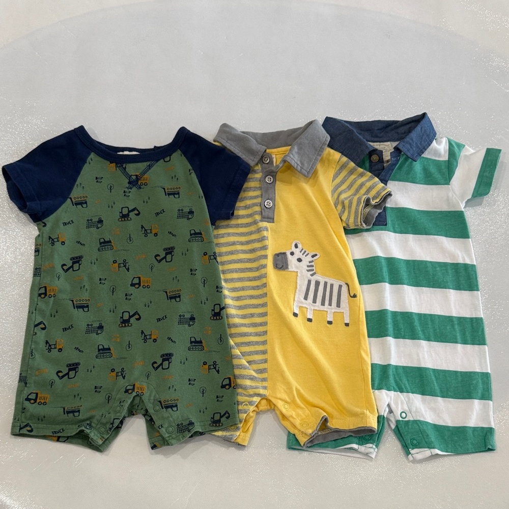 First Impressions Bodysuits Sunsuits Lot of 3 Baby Boy 6-9 Months
